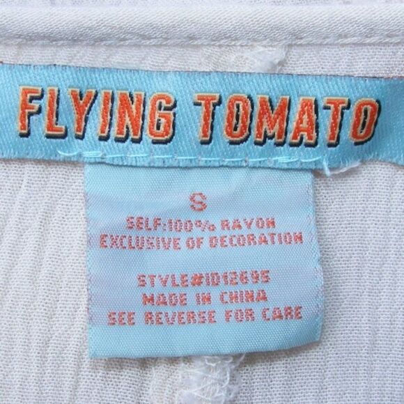 FLYING TOMATO Top, S, Embroidered, Hombre dip dye, Off-white/Red, Short sleeve - Picture 7 of 8